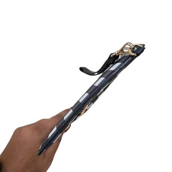 Michael Kors Wristlet Bag Women's Large Black White Gingham Designer‎ Zip Pouch - Picture 4 of 9